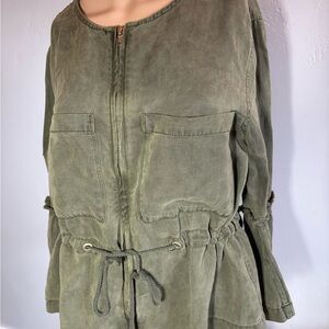 Sanctuary Military Frill Peplum Olive Green Jacket Size Small NWT